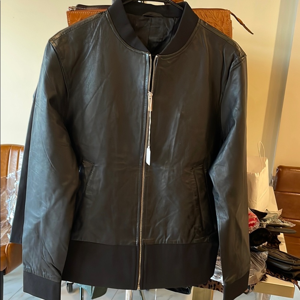 Black Leather Bomber Jacket